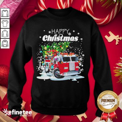 Top Firefighter Christmas Tree On Truck Fire Xmas Holiday Sweatshirt