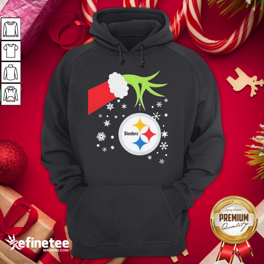 Top Grinch Hand Pittsburgh Steelers Holding Merry Christmas Hoodie - Design By Refinetee.com Top Grinch Hand Pittsburgh Steelers Holding Merry Christmas Hoodie - Design By Refinetee.com