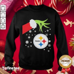 Top Grinch Hand Pittsburgh Steelers Holding Merry Christmas Sweatshirt - Design By Refinetee.com