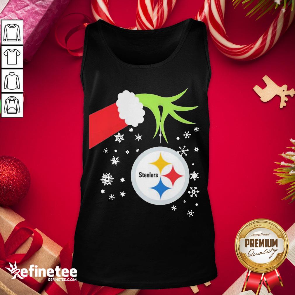 Top Grinch Hand Pittsburgh Steelers Holding Merry Christmas Tank-Top - Design By Refinetee.com Top Grinch Hand Pittsburgh Steelers Holding Merry Christmas Tank-Top - Design By Refinetee.com