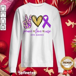 Top Peace Love Cure Lupus Aware- Design By Refinetee.com ness Sweatshirt