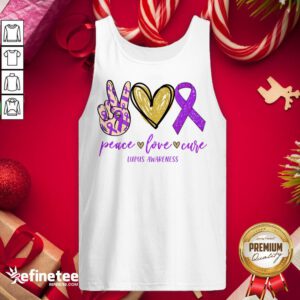 Top Peace Love Cure Lupus Awareness Tank-Top - Design By Refinetee.com