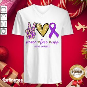 Top Peace Love Cure Lupus Awareness V-neck - Design By Refinetee.com