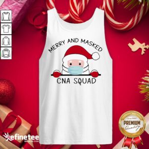 Top Santa Claus Face Mask Merry And Masked Cna Squad Sweat Tank-Top - Design By Refinetee.com