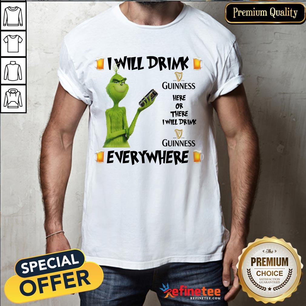 Top The Grinch I Will Drink Guinness Here And There Everywhere Christmas Sweater Shirt- Design By Refinetee.com