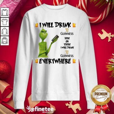 Top The Grinch I Will Drink Guinness Here And There Everywhere Christmas Sweater Tank-Top - Design By Refinetee.com