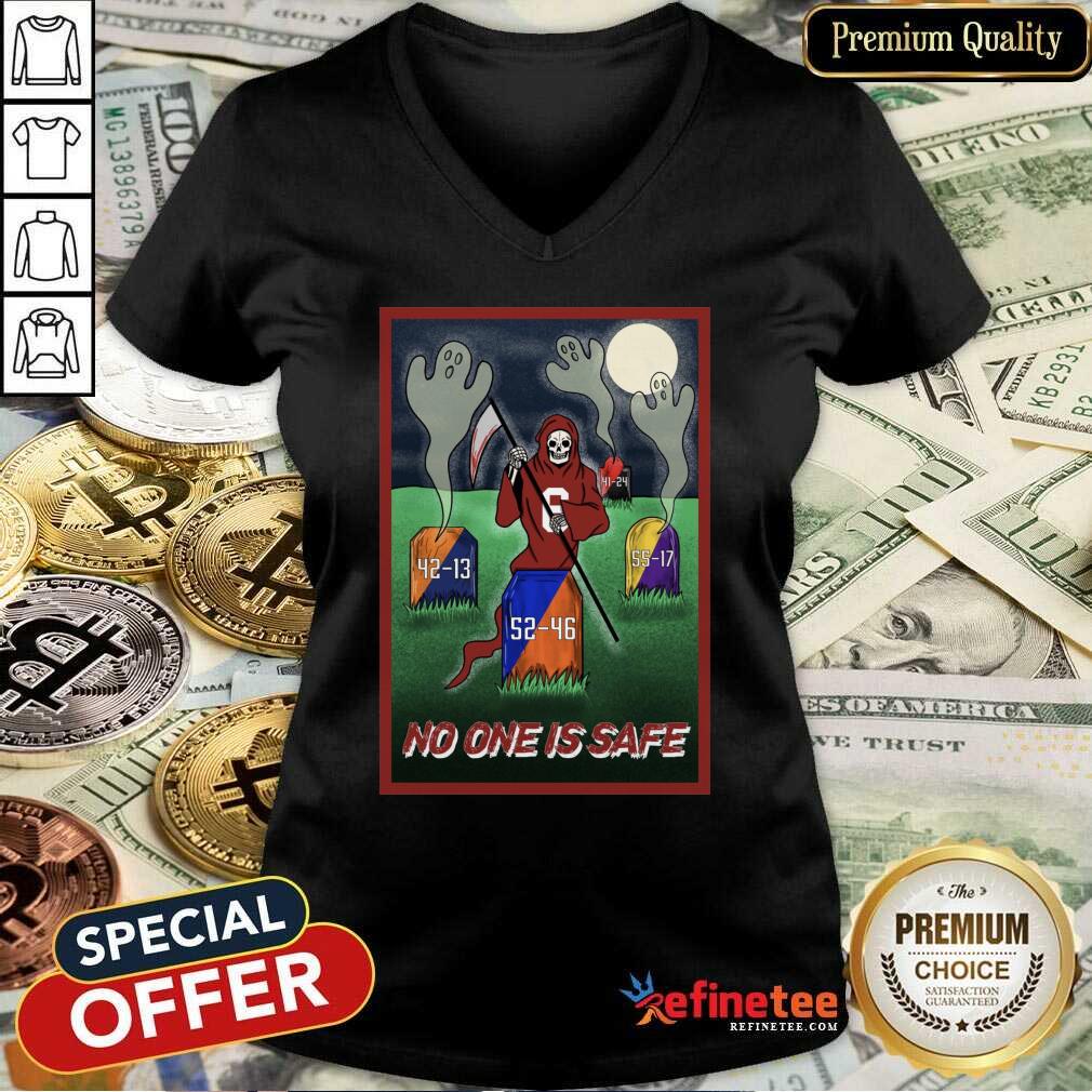 Attractive Death No One Is Safe V-neck - Design By Refinetee.com Death No One Is Safe V-neck - Design By Refinetee.com