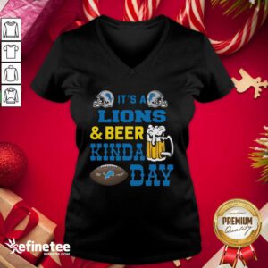 Attractive It’s A Detroit Lions And Beer Kinda Day V-neck - Design By Refinetee.com