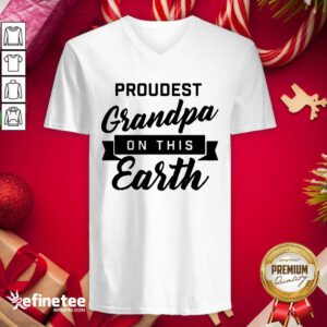 Attractive Proudest Grandpa On This Earth V-neck - Design By Refinetee.com