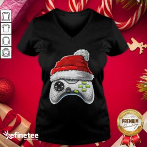 Attractive Video Game Controller Santa Hat Christmas V-neck - Design By Refinetee.com