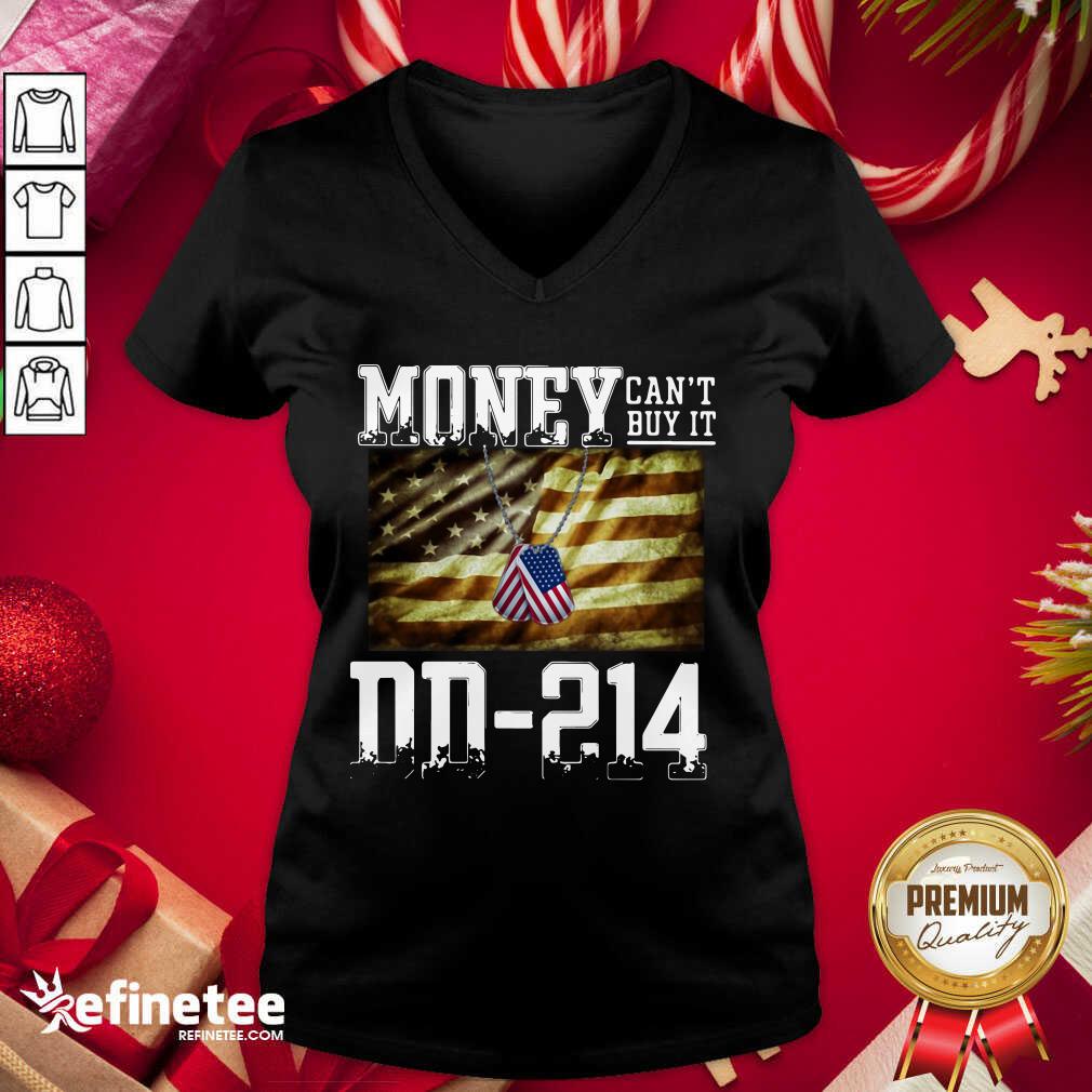 Beautiful Money Can’t Buy It DD214 American Flag V-neck - Design By Refinetee.com