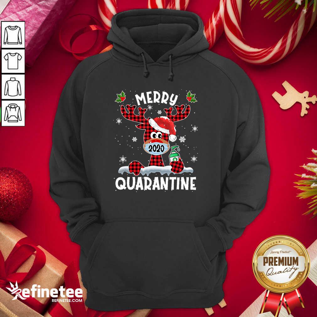 Cool Merry Quarantine Christmas 2020 Reindeer Mask Family Pajamas Hoodie - Design By Refinetee.com