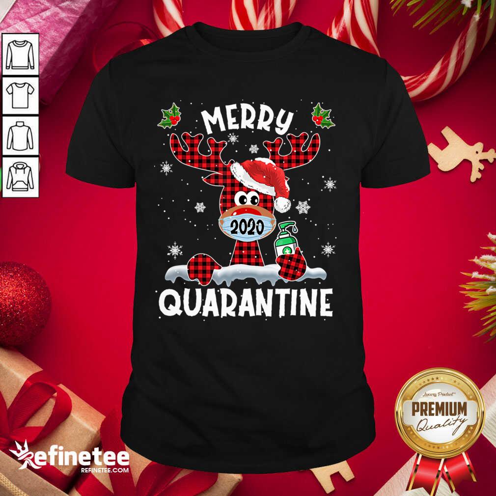 Cool Merry Quarantine Christmas 2020 Reindeer Mask Family Pajamas Shirt - Design By Refinetee.com