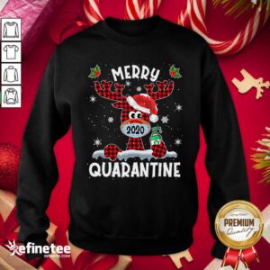 Cool Merry Quarantine Christmas 2020 Reindeer Mask Family Pajamas Sweatshirt - Design By Refinetee.com