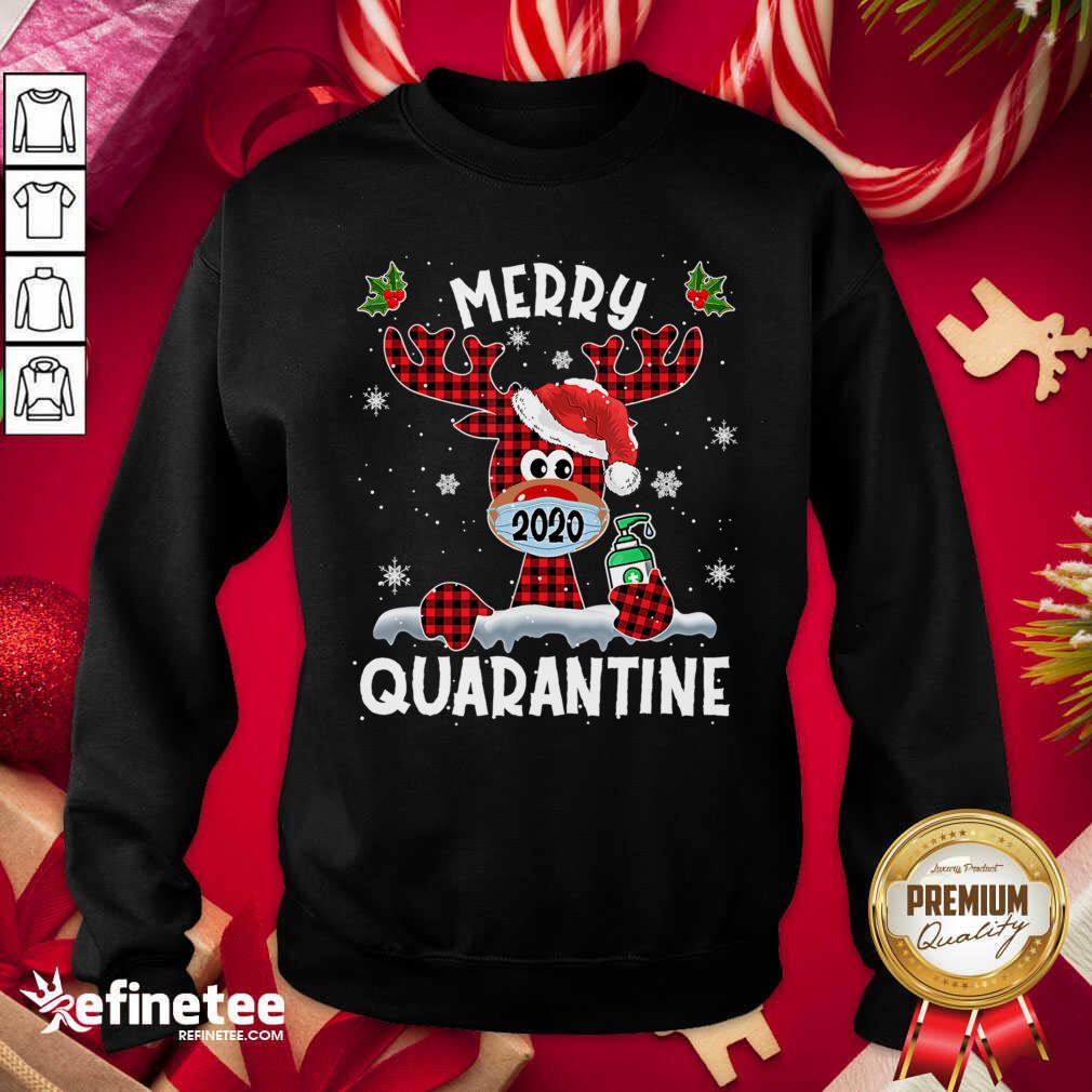 Cool Merry Quarantine Christmas 2020 Reindeer Mask Family Pajamas Sweatshirt - Design By Refinetee.com