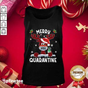 Cool Merry Quarantine Christmas 2020 Reindeer Mask Family Pajamas Tank Top - Design By Refinetee.com