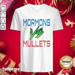 Cool Mormons Vs Mullets V-neck - Design By Refinetee.com