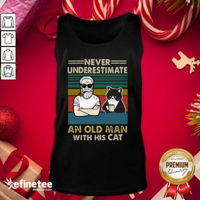 Cool Never Underestimate An Old Man With His Cats Personalized Tank Top - Design By Refinetee.com