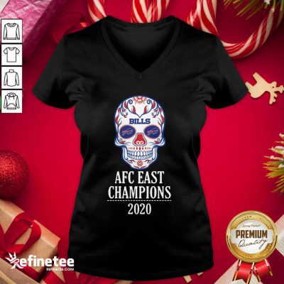 Skull Buffalo Bills Afc East Champions 2020 V-neck- Design By Refinetee.com