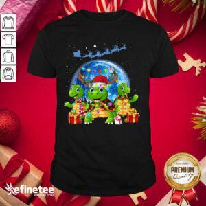 Cool Three Turtle Santa Reindeer Merry Christmas Shirt - Design By Refinetee.com