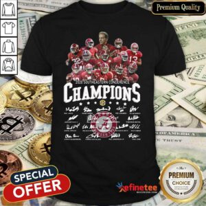 Cute Alabama Crimson Tide 2020 Southeastern Conference Champions Player Names Signatures Shirt - Design By Refinetee.com