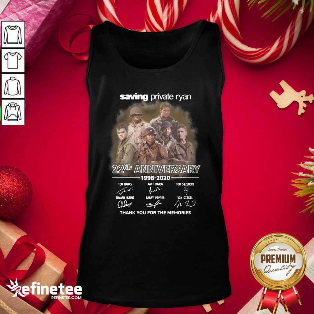 Cute Saving Private Ryan 22nd Anniversary 1988 2020 Thank You For The Memories Signatures Tank Top - Design By Refinetee.com Saving Private Ryan 22nd Anniversary 1988 2020 Thank You For The Memories Signatures Tank Top - Design By Refinetee.com