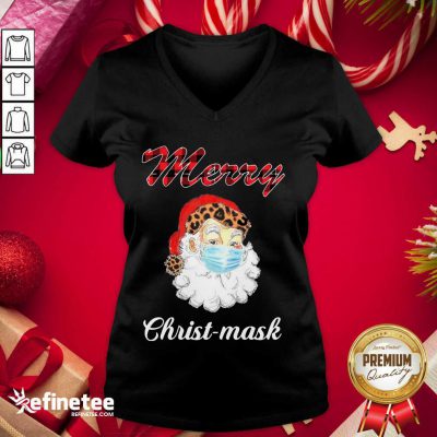  Santa Claus Face Mask Merry Christmas 2020 V-neck - Design By Refinetee.com