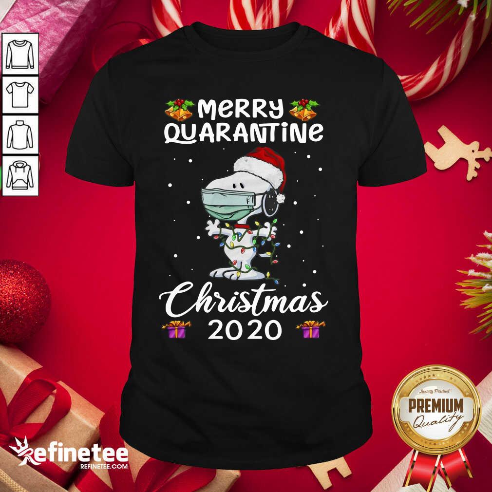 Excellent Snoopy Hat Santa Merry Quarantine Christmas 2020 Shirt - Design By Refinetee.com