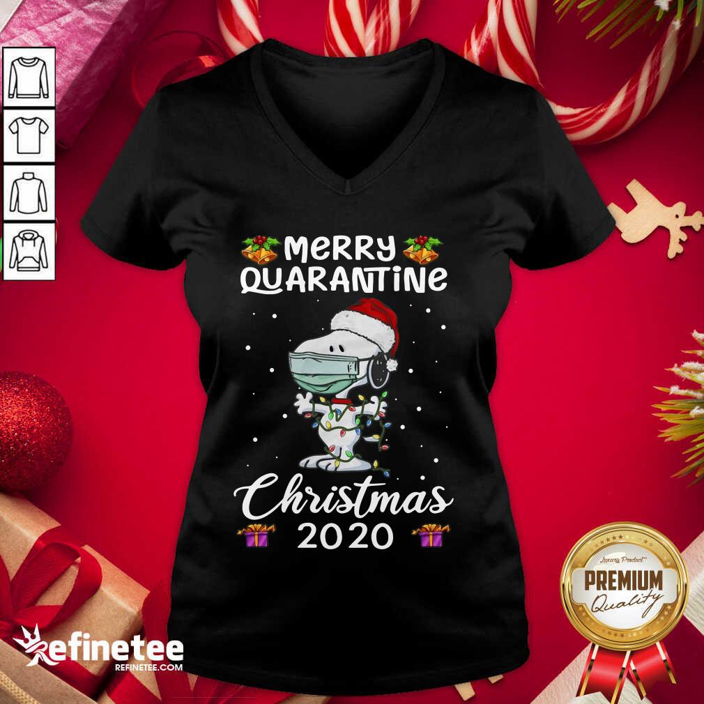 Excellent Snoopy Hat Santa Merry Quarantine Christmas 2020 V-neck - Design By Refinetee.com Snoopy Hat Santa Merry Quarantine Christmas 2020 V-neck - Design By Refinetee.com