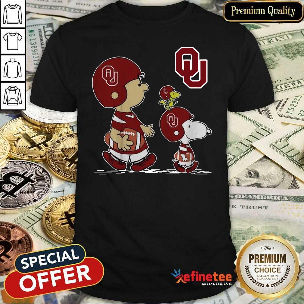 Excellent The Peanuts Charlie Brown Snoopy Woodstock Oklahoma Sooners Football Shirt - Design By Refinetee.com