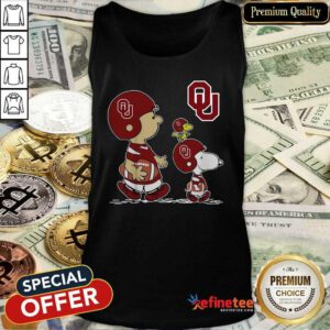Excellent The Peanuts Charlie Brown Snoopy Woodstock Oklahoma Sooners Football Tank Top - Design By Refinetee.com