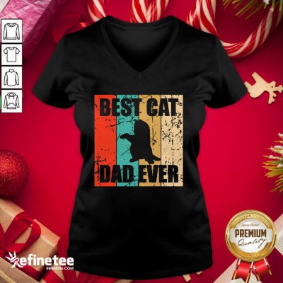 Fantastic Best Cat Dad Ever Vintage V-neck - Design By Refinetee.com