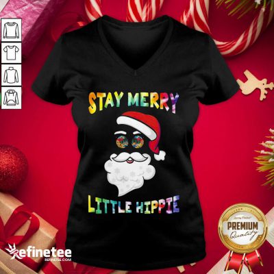 Fantastic Santa Claus Stay Merry Little Hippie V-neck - Design By Refinetee.com Santa Claus Stay Merry Little Hippie V-neck - Design By Refinetee.com