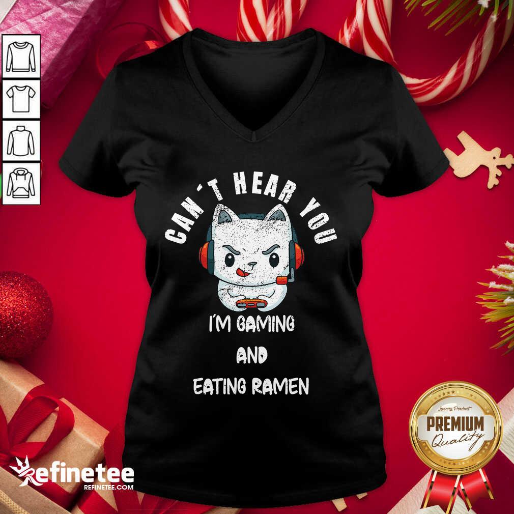 Funny Cat Can’t Hear You I’m Gaming Boyfriend V-neck - Design By Refinetee.com Cat Can’t Hear You I’m Gaming Boyfriend V-neck - Design By Refinetee.com