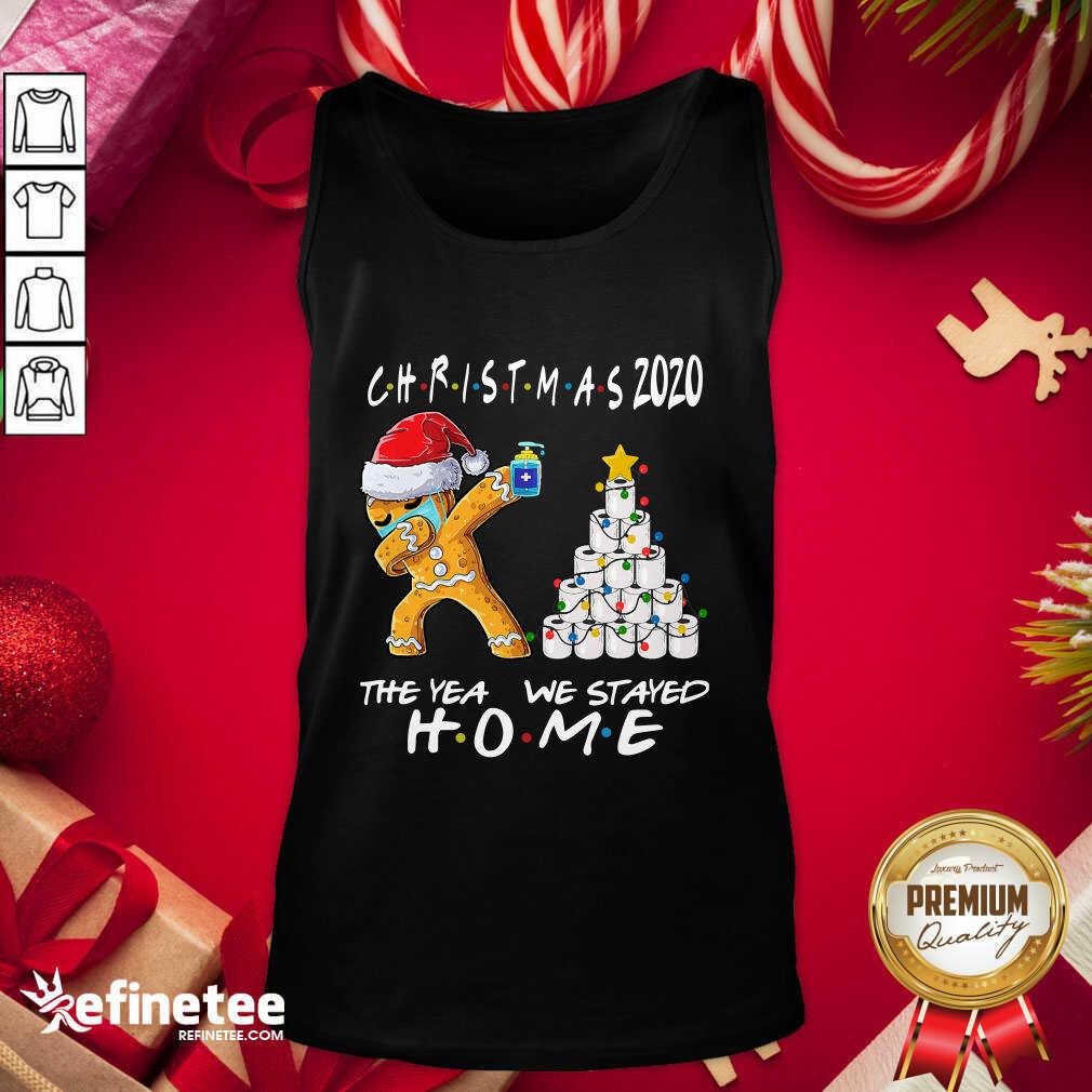 Funny Christmas 2020 The Year We Stayed Quarantine Gingerbread Wear Mask Toilet Paper Tree Tank Top - Design By Refinetee.com