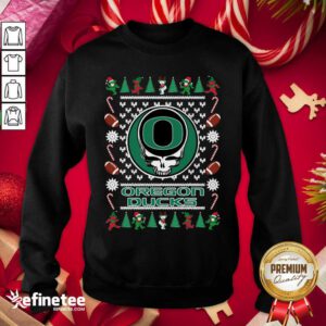 Funny Oregon Ducks Grateful Dead Ugly Christmas Sweatshirt - Design By Refinetee.com