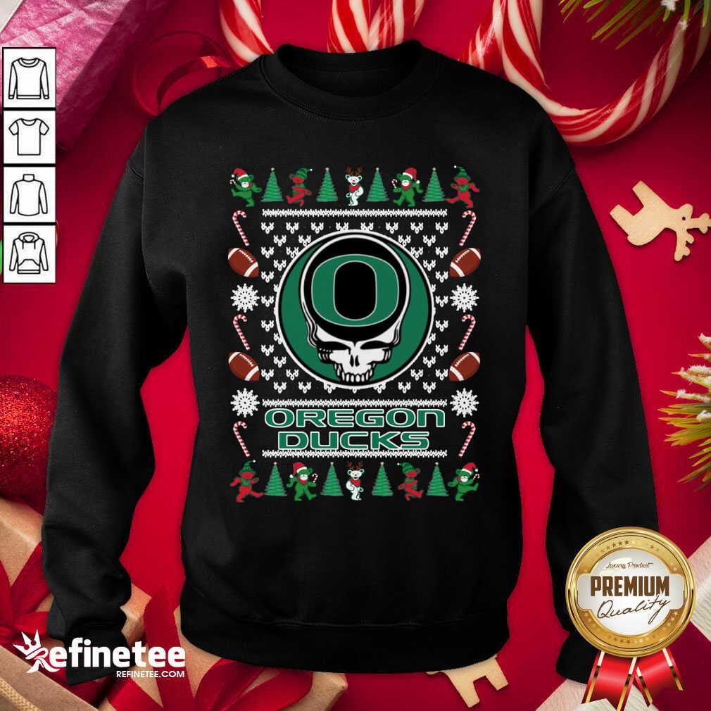 Funny Oregon Ducks Grateful Dead Ugly Christmas Sweatshirt - Design By Refinetee.com Oregon Ducks Grateful Dead Ugly Christmas Sweatshirt - Design By Refinetee.com