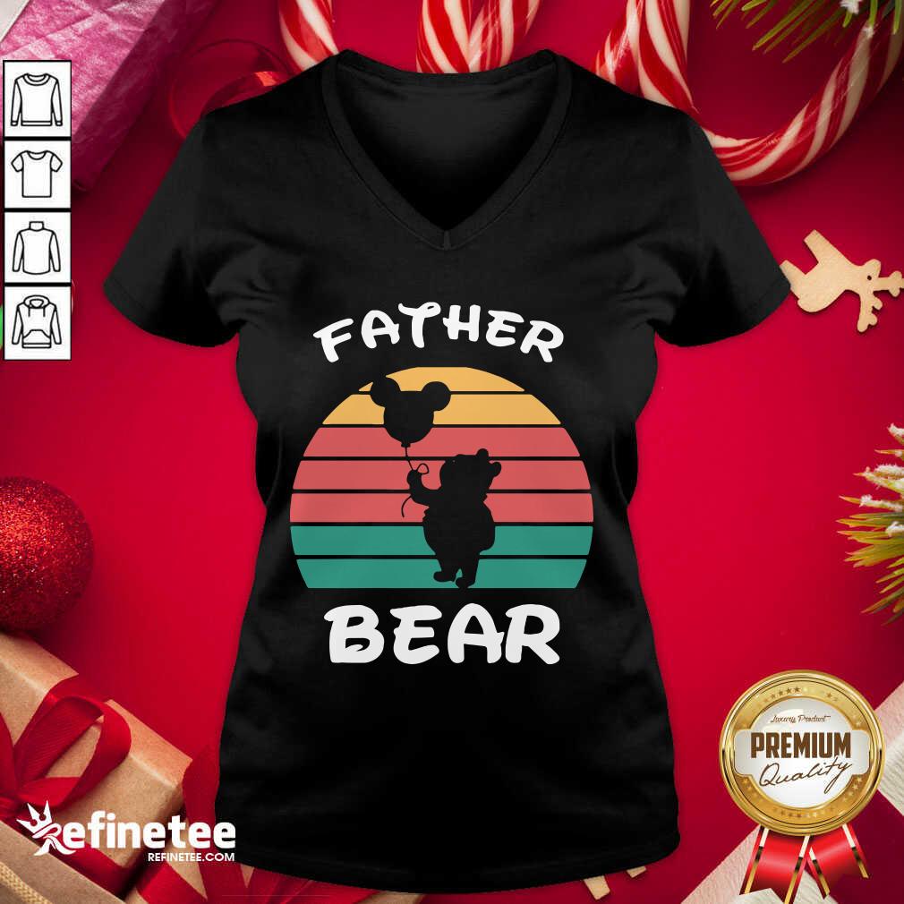 Good Father Bear Disney Vintage Retro V-neck - Design By Refinetee.com Father Bear Disney Vintage Retro V-neck - Design By Refinetee.com