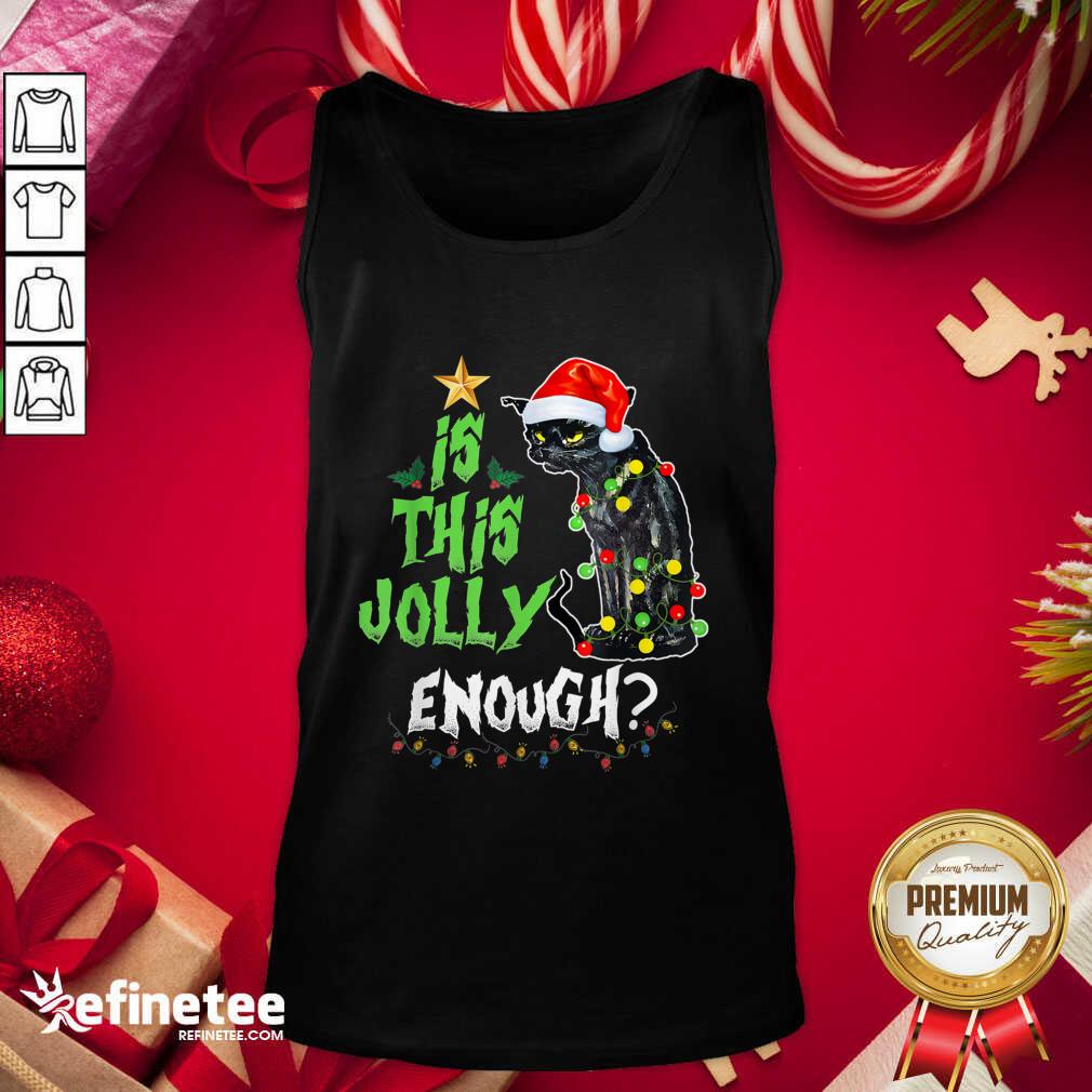 Great Black Cat Santa Is This Jolly Enough Christmas Tank Top - Design By Refinetee.com