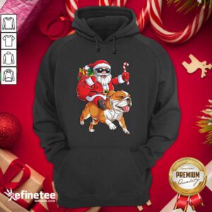 Great Santa Claus Riding Bulldog Merry Christmas Hoodie - Design By Refinetee.com