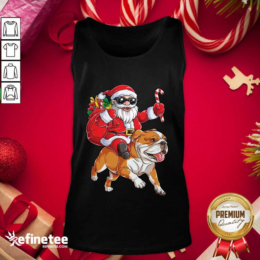Great Santa Claus Riding Bulldog Merry Christmas Tank Top - Design By Refinetee.com