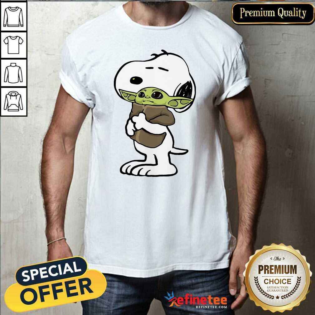 Great Snoopy Hug Baby Yoda Shirt - Design By Refinetee.com