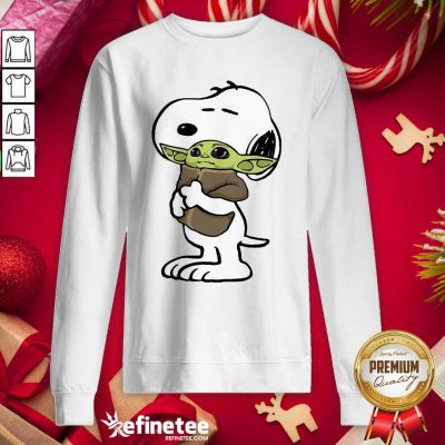 Great Snoopy Hug Baby Yoda Sweatshirt - Design By Refinetee.com
