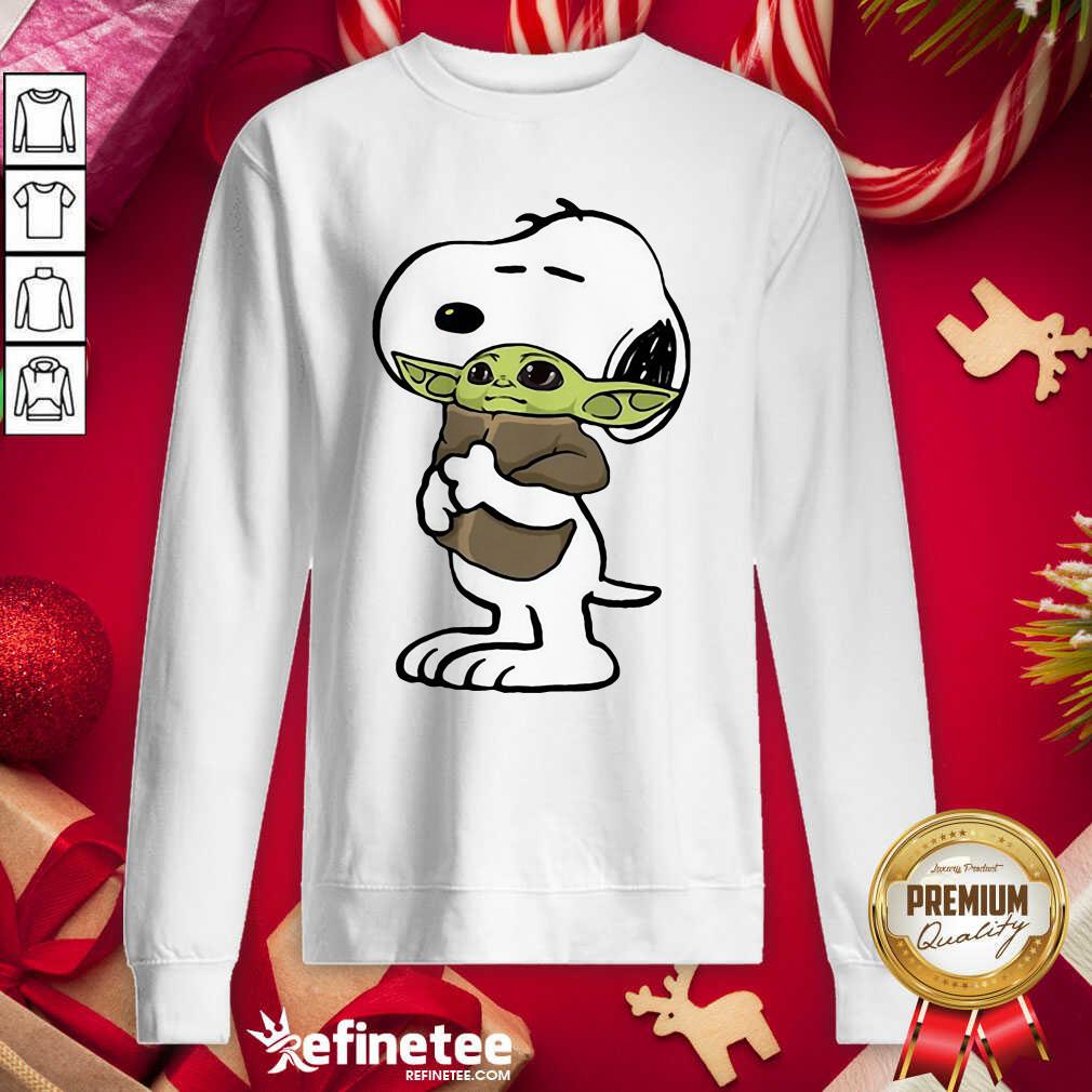 Great Snoopy Hug Baby Yoda Sweatshirt - Design By Refinetee.com Snoopy Hug Baby Yoda Sweatshirt - Design By Refinetee.com