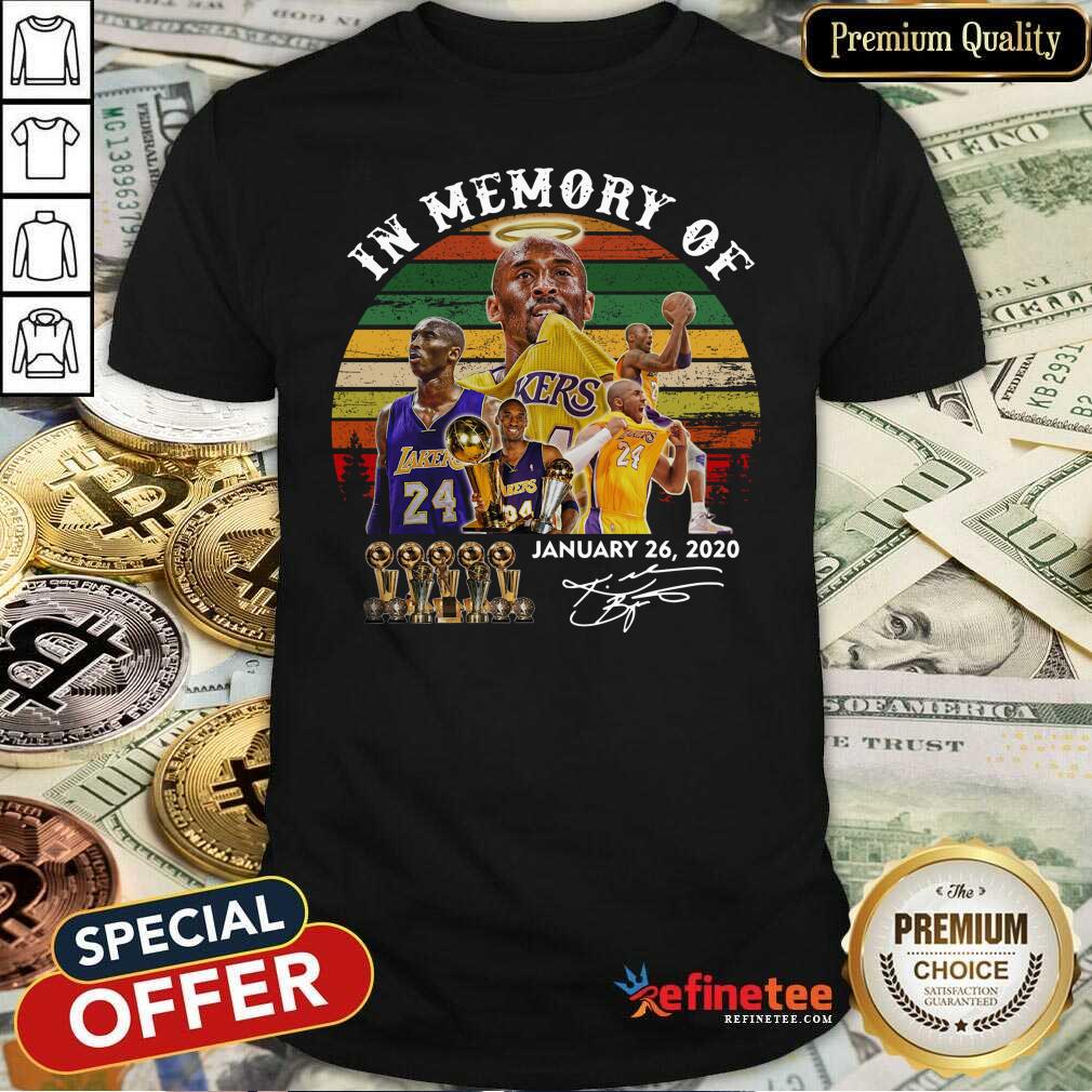 Great Vintage Retro In Memory Of Kobe Bryant January 26 2020 Signature Shirt - Design By Refinetee.com