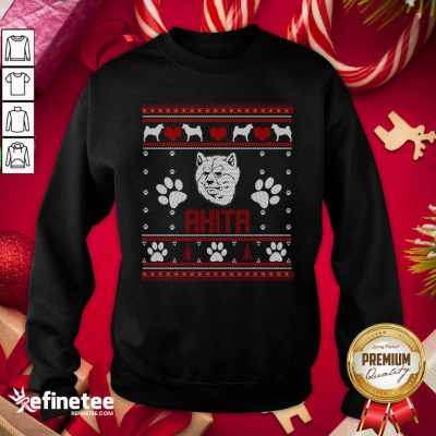 Happy Akita Ugly Christmas Sweatshirt - Design By Refinetee.com