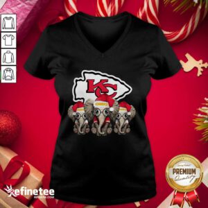 Happy Kansas City Chiefs Elephant Christmas V-neck - Design By Refinetee.com