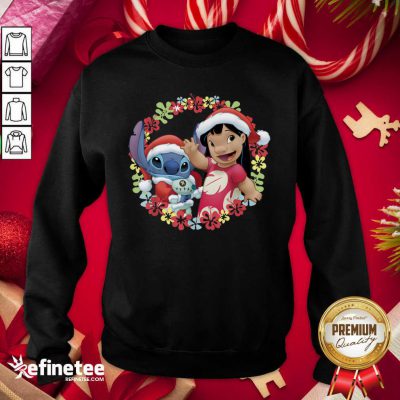 Happy Lilo And Stitch Wear Pajama Santa Claus Merry Christmas Sweatshirt - Design By Refinetee.com
