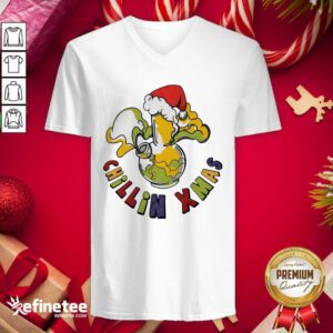 Happy Pot Of Cannabis Chillin Xmas V-neck - Design By Refinetee.com