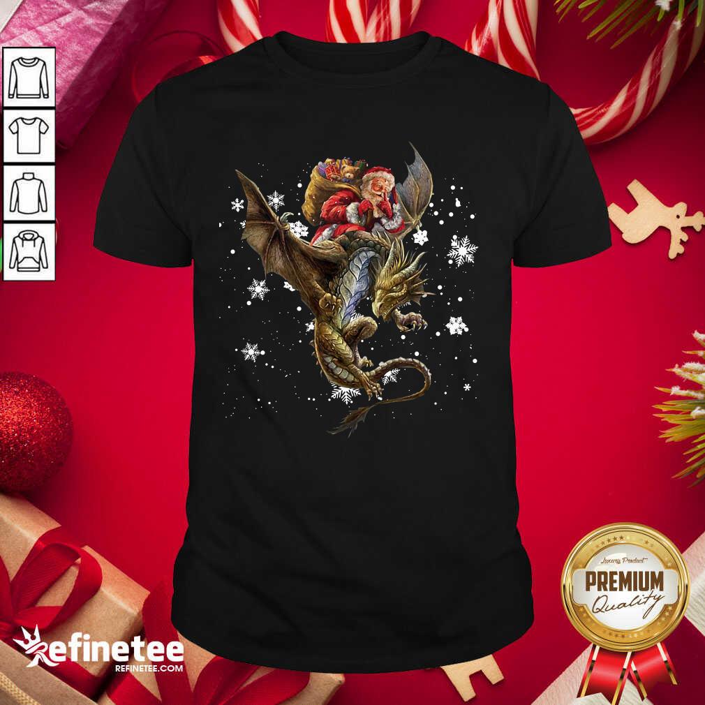 Happy Santa Riding Dragon Christmas Shirt - Design By Refinetee.com